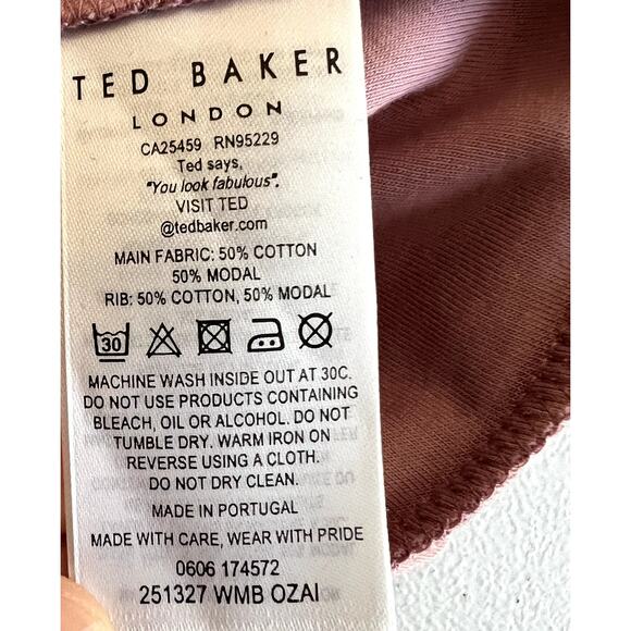 Ted Baker Sweater Women 5 Modal Pink Ruffle Elegant Designer Soft Winter Fall - Picture 10 of 11